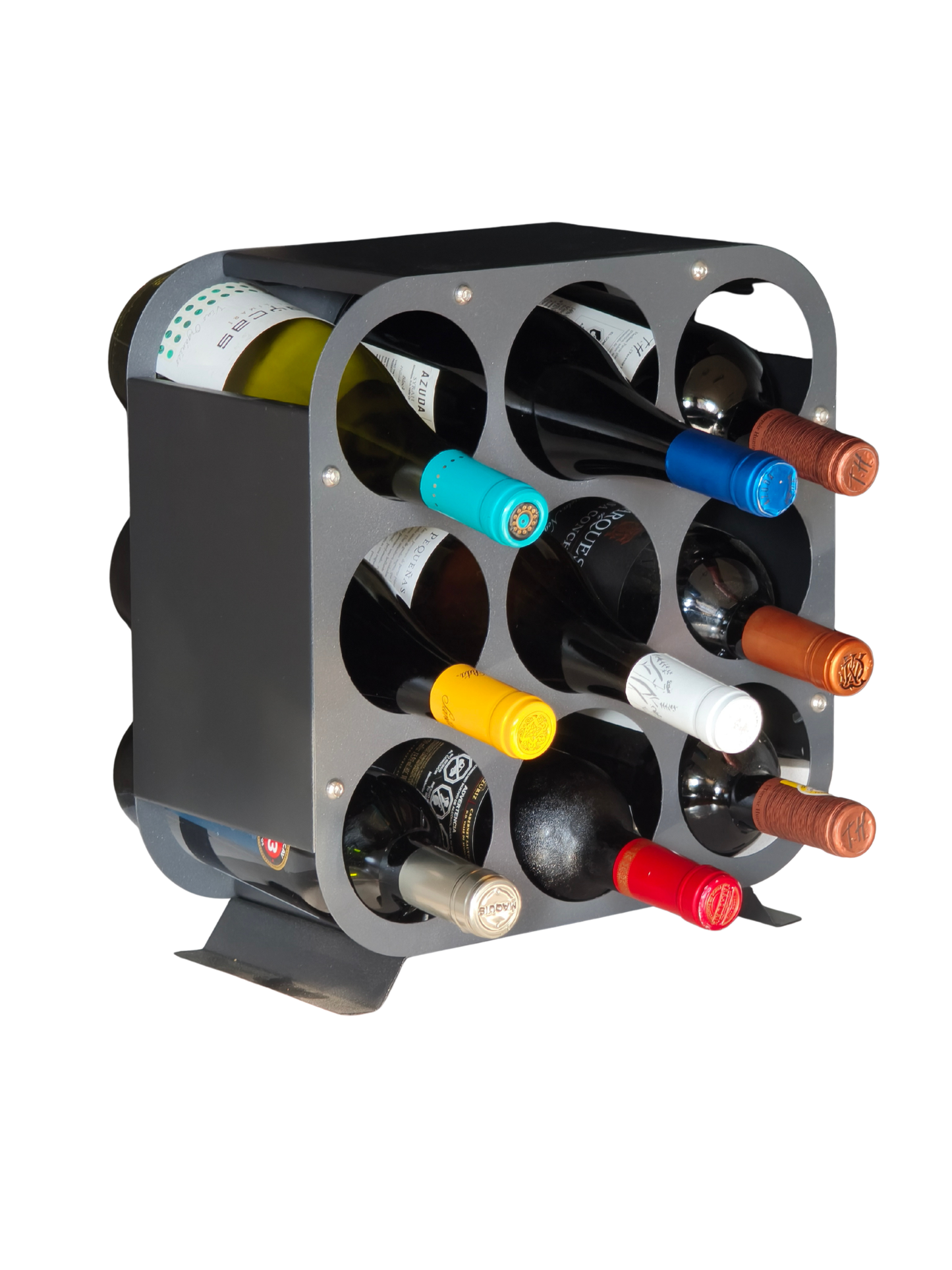 Rackuvin – Rack de vino de acero para 9 botellas