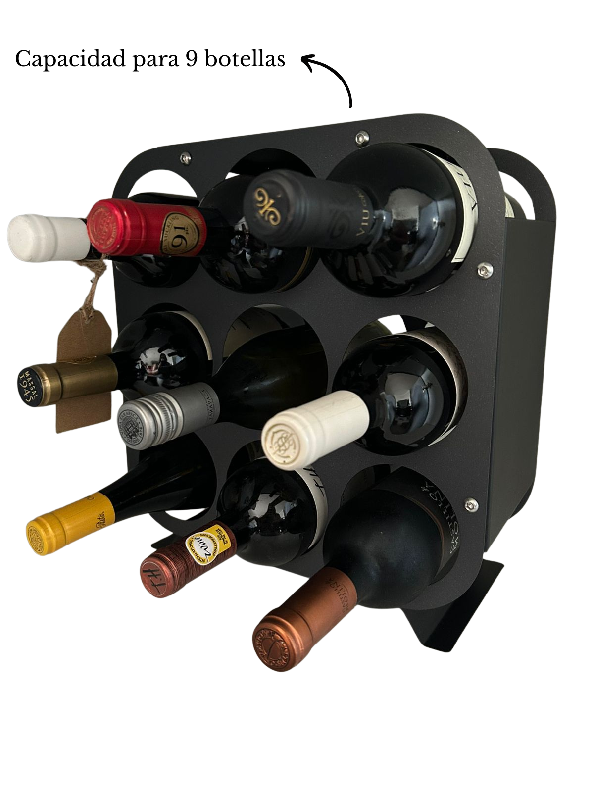 Rackuvin – Rack de vino de acero para 9 botellas