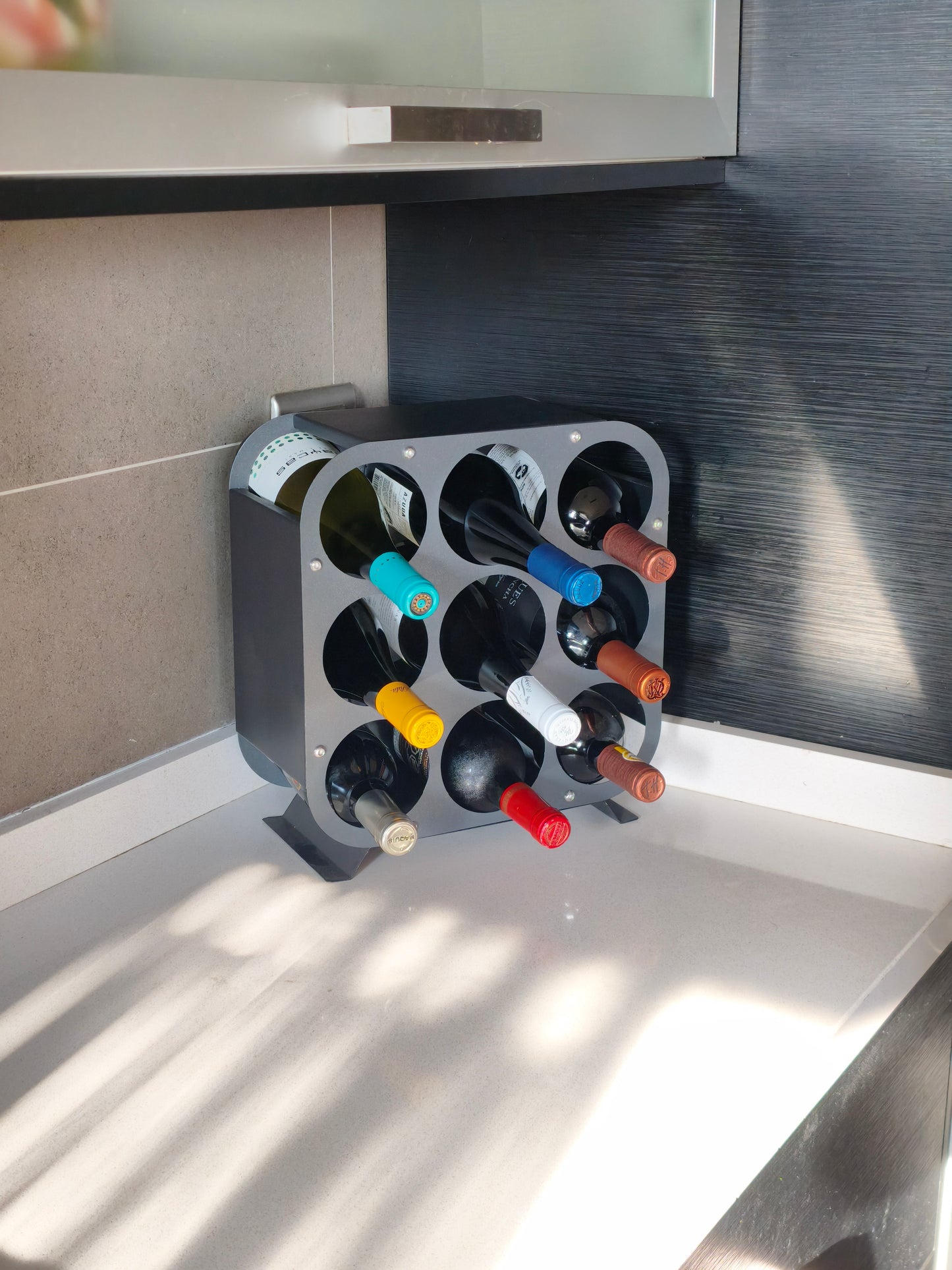 Rackuvin – Rack de vino de acero para 9 botellas