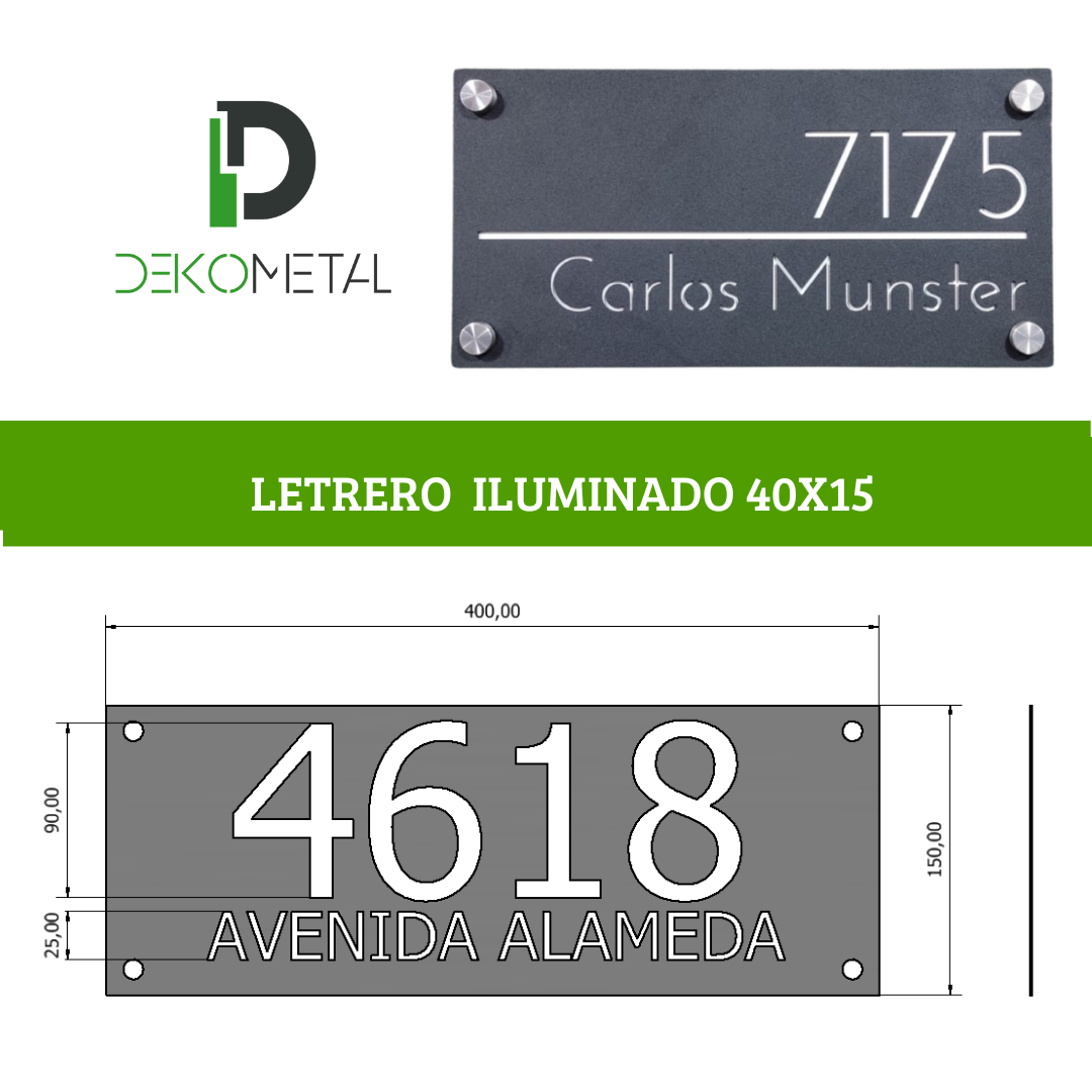 LETRERO PLANO CON DIRECCION 40X15